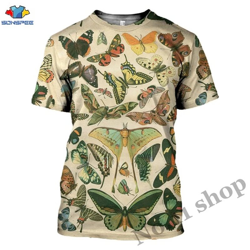 

3D Butterfly T-Shirts Flower Birds Mens T Shirt Print Insects T Shirts Summer Harajuku Rose Women Clothes Animal Ant T-Shirts