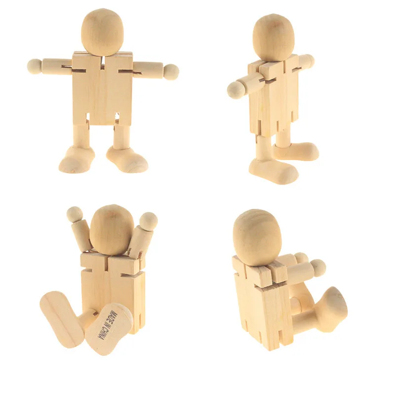 

2 Pcs DIY Graffiti Puppet Deformation Activity Wooden Robot Children's Educational Toys
