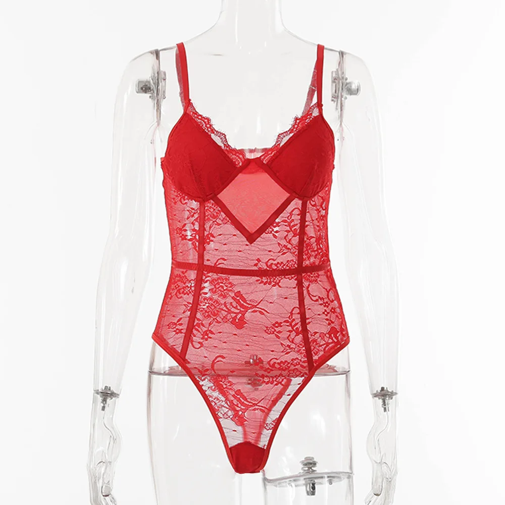 

Sexy underwear 2020 fashion lace splicing perspective sexy one piece women underwear female sexy