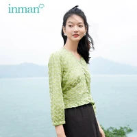 inman womens green blouse elegant causal cotton tunics shirt lace v neck hollow embroidered ruffle hem long sleeve female top