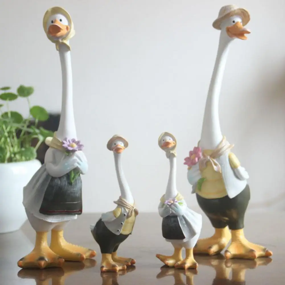 

Garden Figurine Duck Figurine Eye-catching Lovely Vivid Weather-resistant Resin Compact Delicate Garden Statue for Home