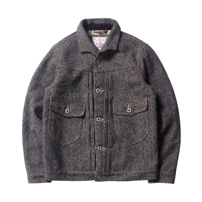 

Pepper Salt and Woolen Jacket Vintage Workwear Style Men Tweed Coat
