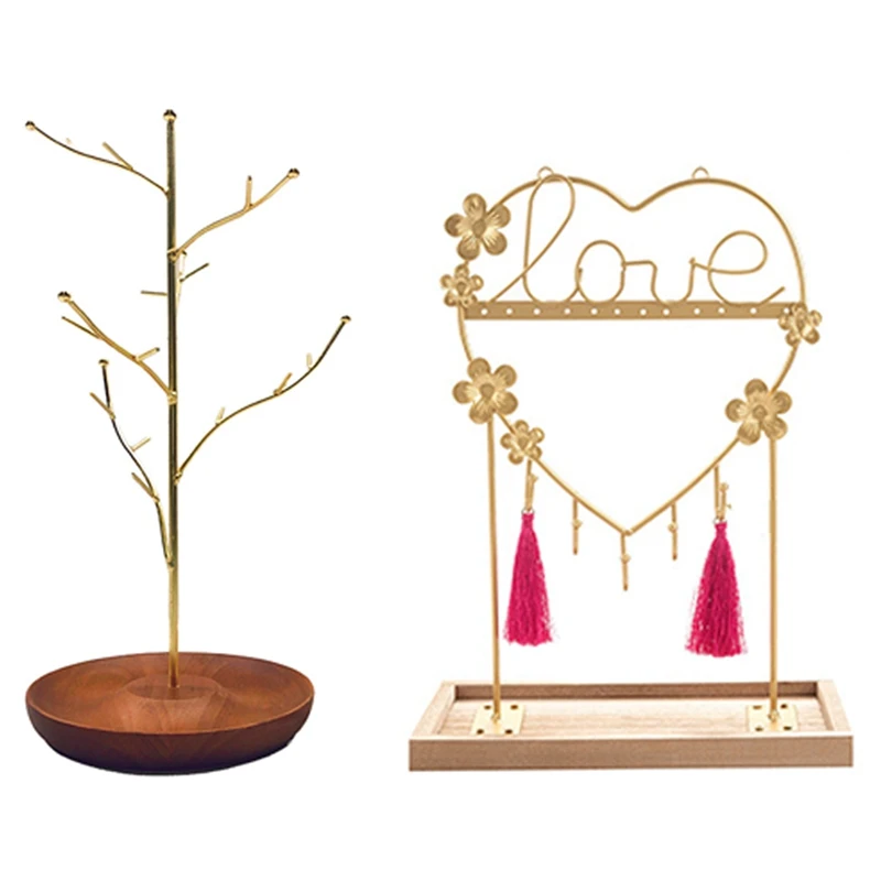 

Tree Stand Jewelry Display Stand Earring Necklace Holder & Jewelry Organizer Stand, Jewelry Holder With Wood Base