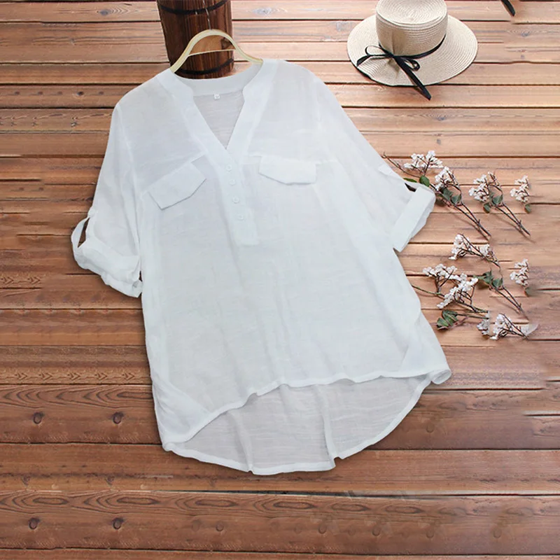 Женские топы блузка Свободный Повседневный крой мешковатая мода v-образный вырез