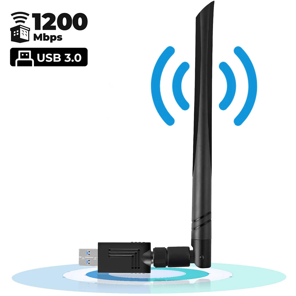 

1200 Мбит/с USB 3,0 беспроводной Wi-Fi адаптер портативная сетевая карта два диапазона 2,4G/5G 802.11ac Ethernet адаптер с антенной