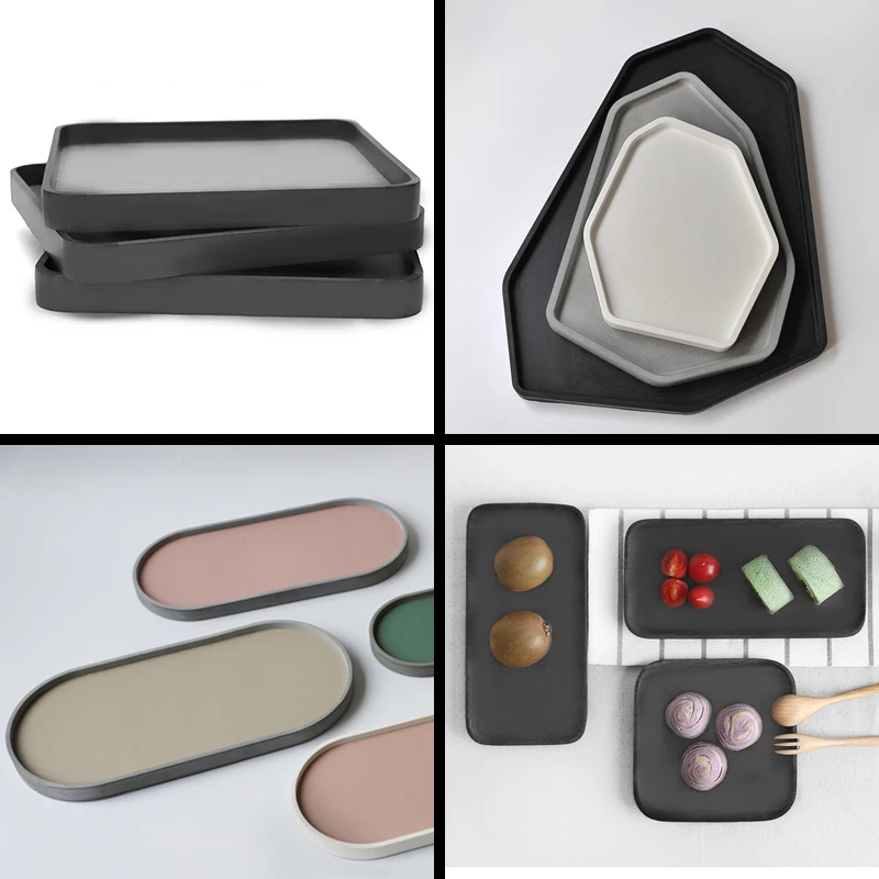 

concrete Plate silicone molds cement tray moulds candle holder molds handmade tray molds