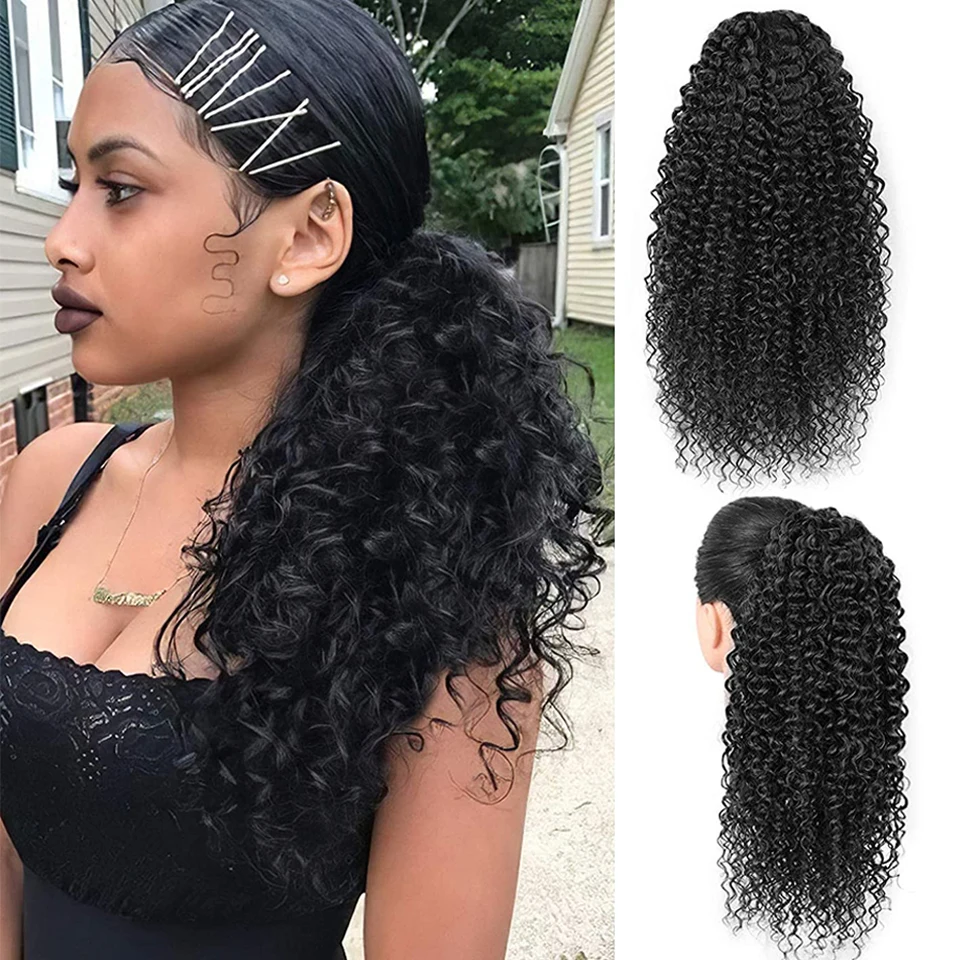 

Длинный кудрявый хвост Isaic для афроамериканских, синтетических волос на завязках для наращивания волос