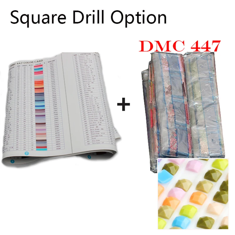 Square drill Полный квадратный/круглый дрель 5D алмазная живопись набор инструментов 447 DMC Алмазная цветная карта цвет страз идентификационная карта - Цвет: Square drill