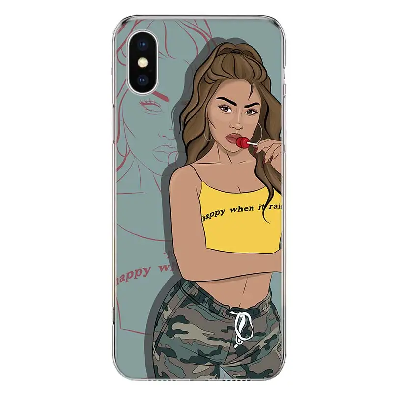

VOGUE Art Princess Girls Female Boss Coffee Phone Case For Apple Iphone 12 11 Mini Pro X XR XS Max 7 8 6 6S Plus 5 SE 7G 6G + Ar
