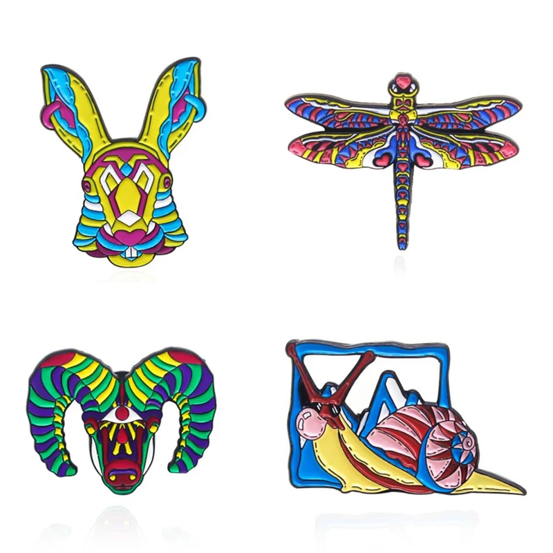 

Cartoons Dragonfly Snail Lapel Pins Fashion Anime Sheep Head Enamel Brooches Women Cute Color Badges Mini Hijab Pins On Backpack