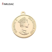 gold plated portrait commemorative coin charms pendants diy making european fashion chic necklace earrings jewelry pendants