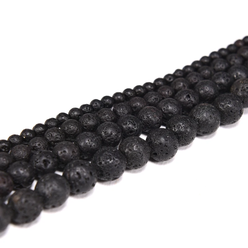 Натуральный черный вулканическая лава камень Свободные Spacer Бусины для рукоделия