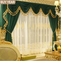 luxury curtains for living dining room bedroom gold velvet fabric curtains high end villa valance curtains tulle customization
