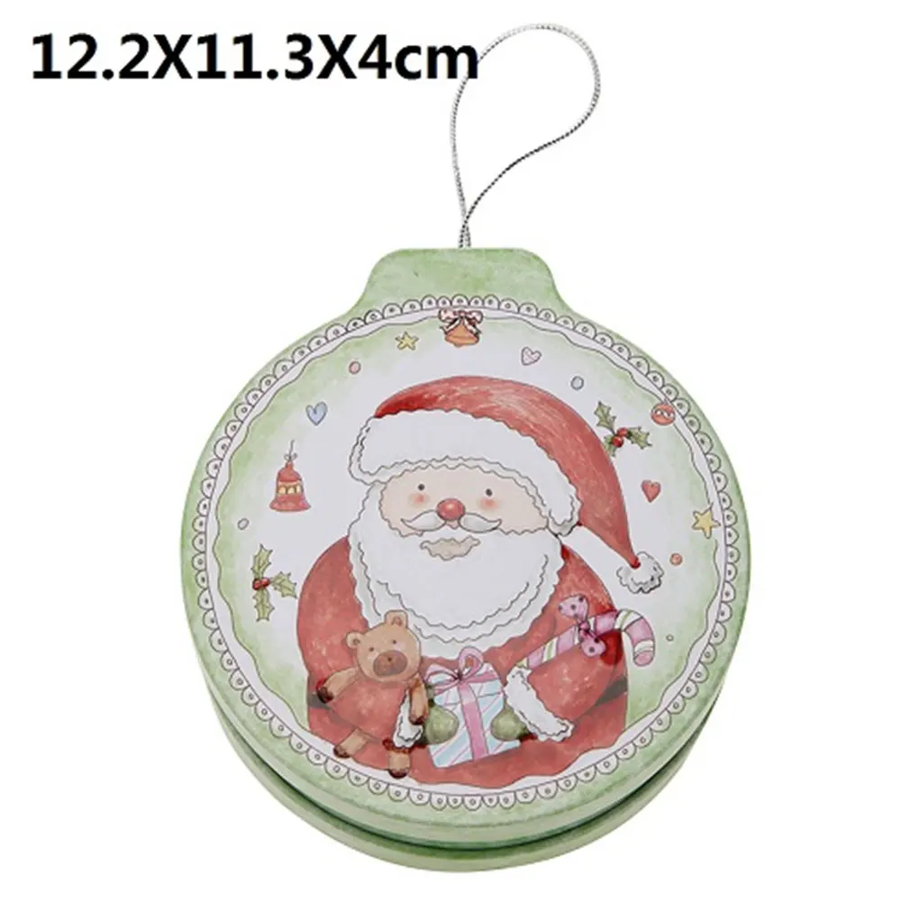 

Christmas Santa Claus Metal Candy Box Round Tinplate Candy Bags Cookies Food Storage Container