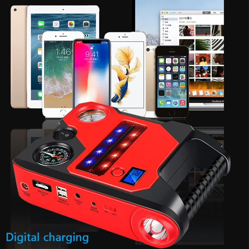 Воздушный компрессор для шин + Автомобильный пусковой механизм Power Bank 12V 22000mAh