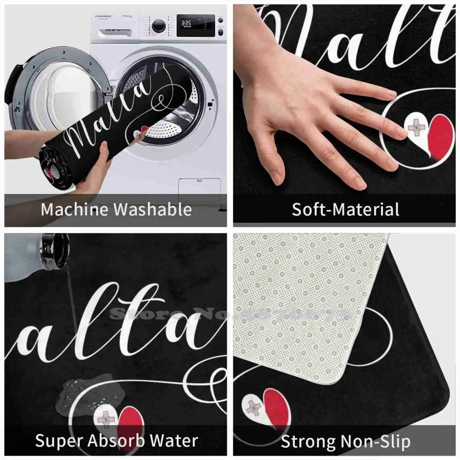 Мальта сердце флаг я люблю Мальту мягкий дом семья Противоскользящий коврик