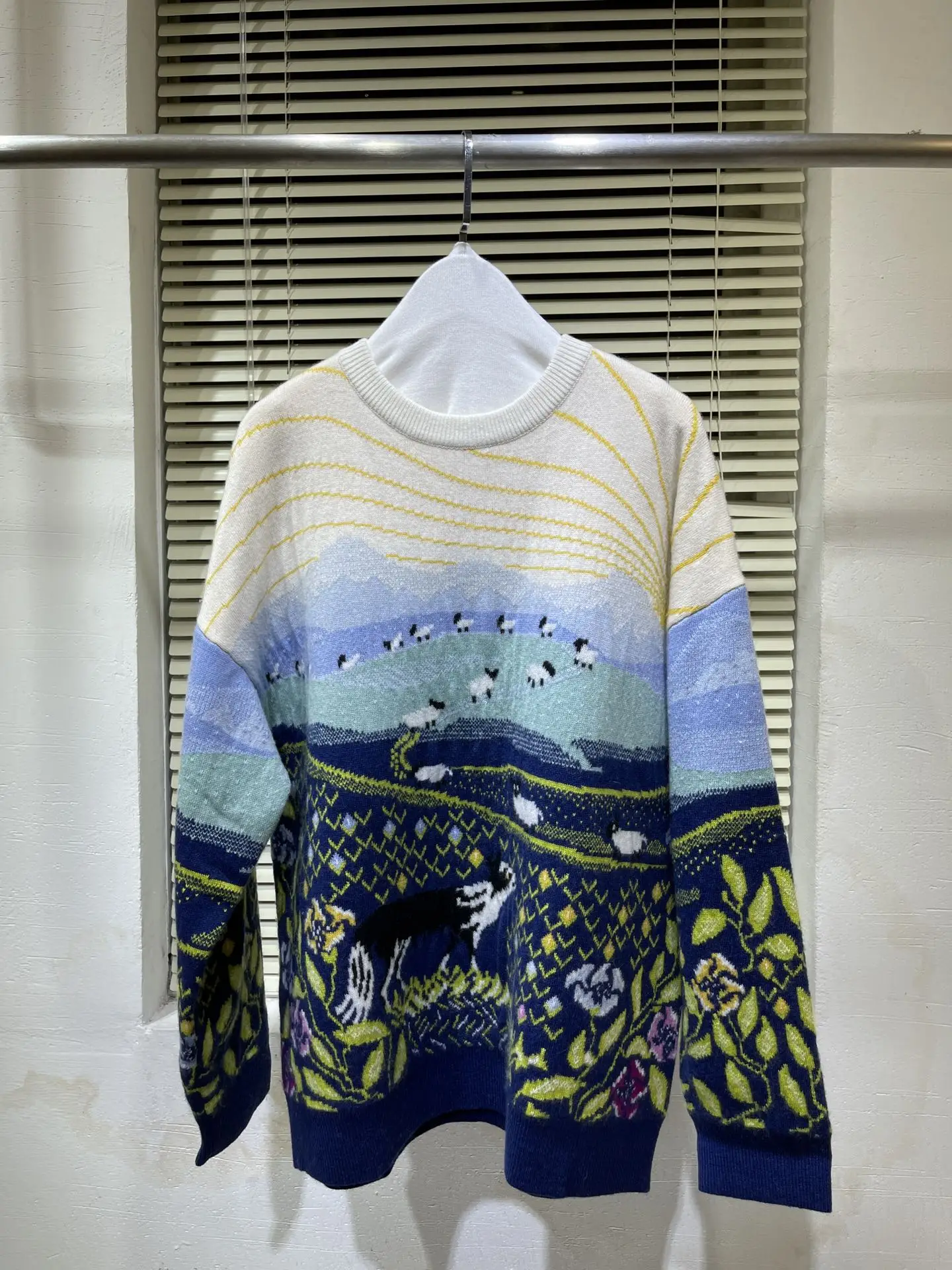 

Женский кашемировый свитер, с длинными рукавами и круглым вырезом, с принтом, 2021