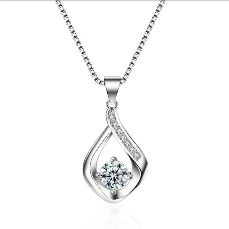 

New Fashion Lady Silver Plated Necklace For Women Jewelry Charming Lady Water Drop Pendant Necklace Female Accessories Girl Gift