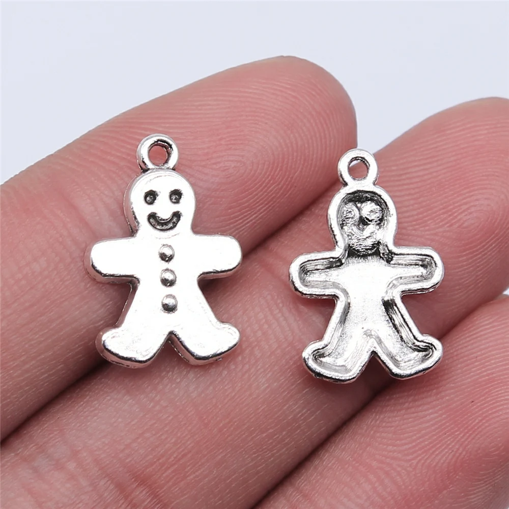 

20pcs 13x19mm Antique Silver Plated Antique Bronze Plated Gingerbread Man Charm For Jewelry Making DIY Jewelry Findings