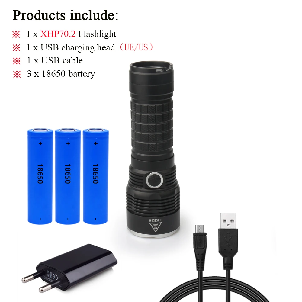 usb torch B Самый мощный фонарь, фонарь xhp70.2, фонарь, прожектор, usb зарядка, фонарь, светодиодный для вспышки 18650, водонепроницаемый, для охоты, zaklamp - Emitting Color: usb torch B