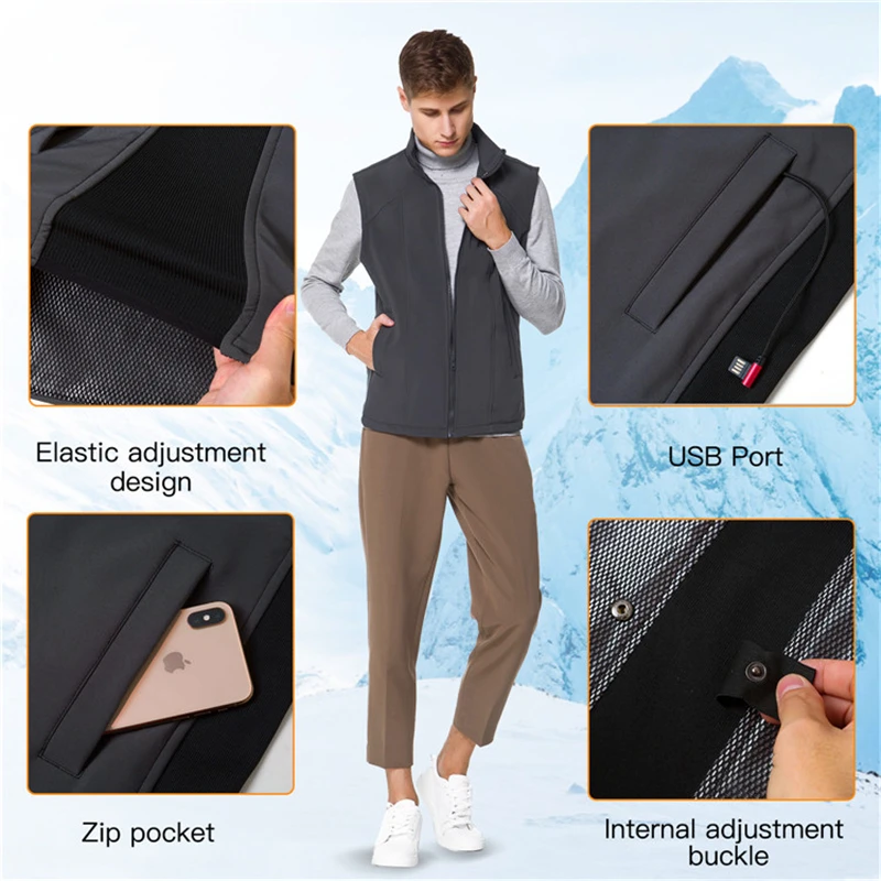 Vinmori теплый жилет с регулируемой температурой 5 В Электрический Теплый