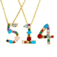 hot sale new multicolor arabic 0 9 colorful zircon numbers necklace charm cz digital pendant choker women men party jewelry gift