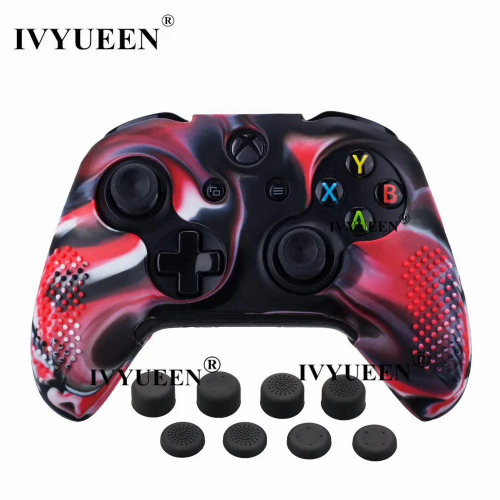 IVYUEEN силиконовой кожи для Xbox One X S контроллер Противоскользящий защитный чехол и 8 шт. аналоговые ручки Захваты дополнительная высота колпачки для большого пальца