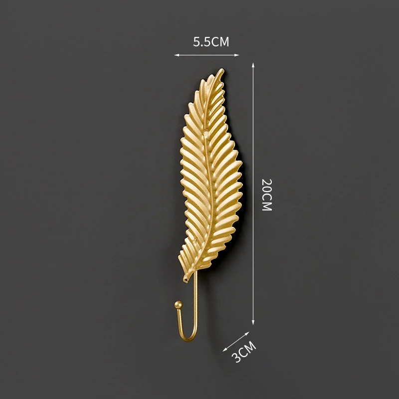 Gold Leaf Shape Hook Creative Wrought Iron Wall Hanger Punch-Free Hanging Storage Rack For Towel Cloth Self Adhesive Organizer |
