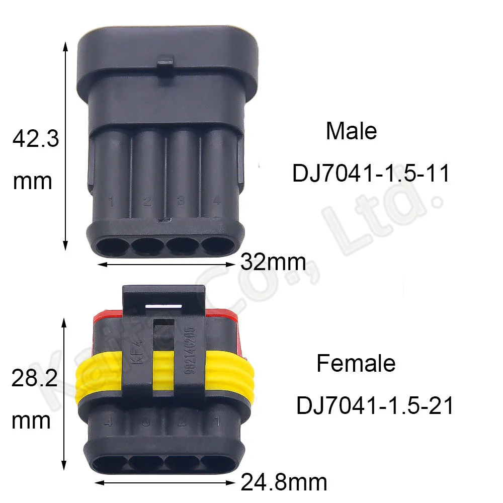 Набор 4-контактных штекеров водонепроницаемое уплотнение для электрического
