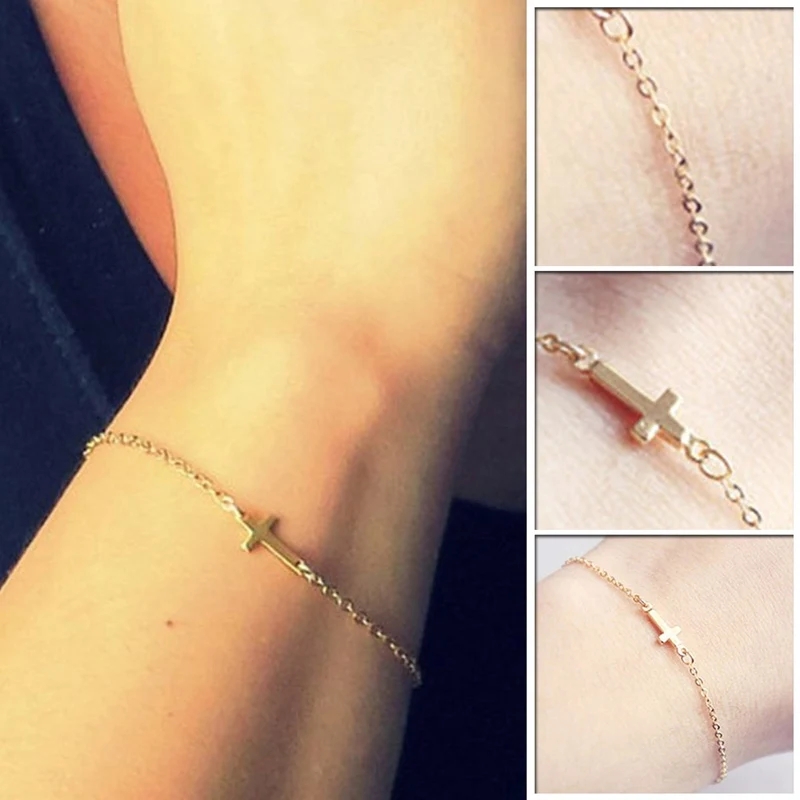 

Classic Fashion Simple Charm Cross Chain Bracelet Delicated All Match Chain Bracelet Jewelry Drop Shipping
