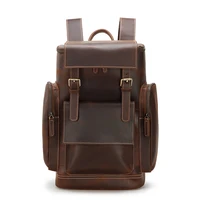 luxury leather outdoor travel backpack retro cowhide backpack student school bag large capacity computer bag new