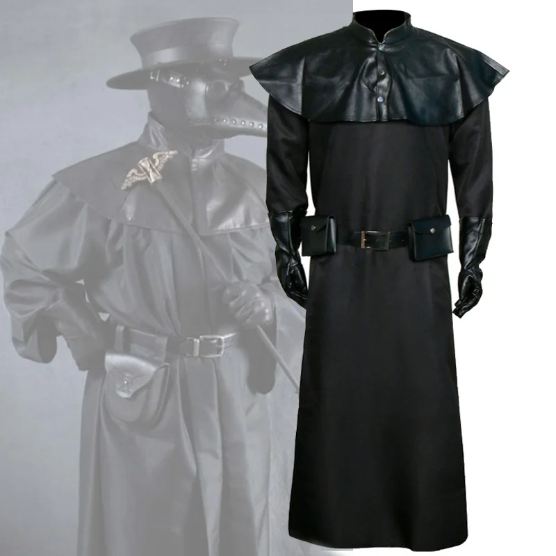 Костюм Доктора чумы такерламы черная мантия в стиле стимпанк средневековом