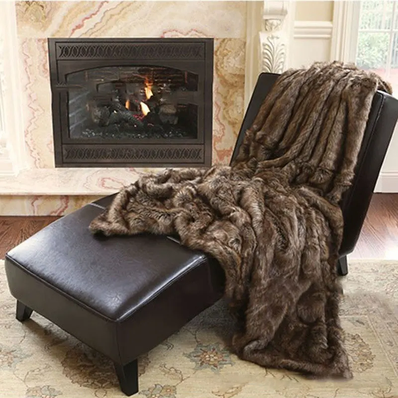 安い フェイクファーブランケットカスタムサイズのウサギの毛皮ブランケット動物マットレス