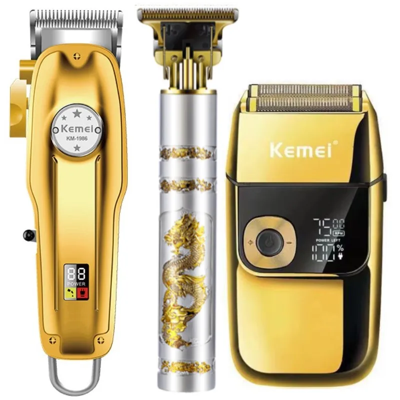 

Kemei Hair Trimmer Hair Clipper Electric Shaver USB Charging 3-piece Clipper electric shaver for men barber Hair trimmer machine