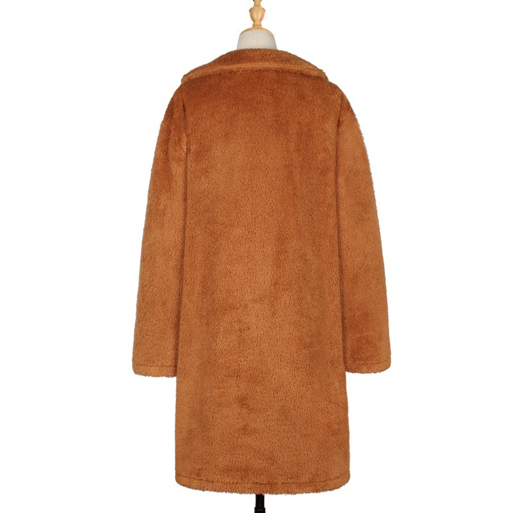 Женское пальто Тренч кардиган с лацканами теплый искусственный флис осень зима