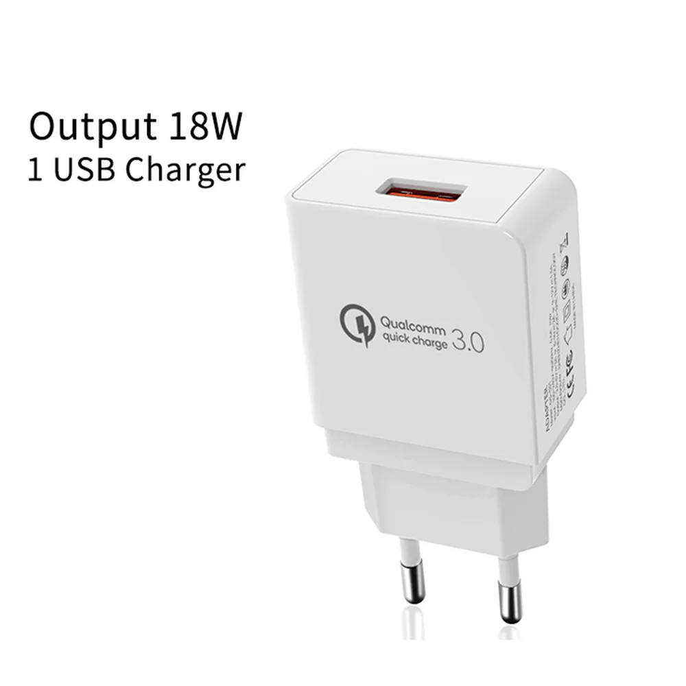 

Universal Fast Quick Charge 3.0 1 USB Charger For Samsung Note8 S9 S9 Plus Xiaomi Mi9 Mobile Phone Wall Charger EU Plug Adapter