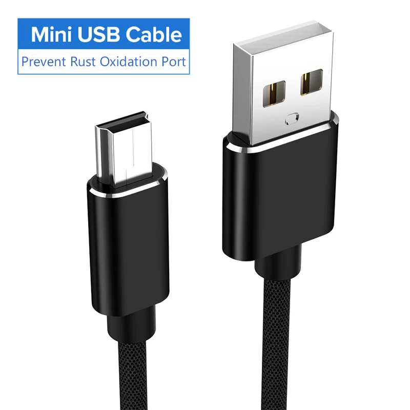 1 м Мини USB кабель мини USB к USB кабель для быстрой передачи данных для MP4 плеера Автомобильный видеорегистратор gps цифровая камера мини USB быстрая передача - Цвет: Черный