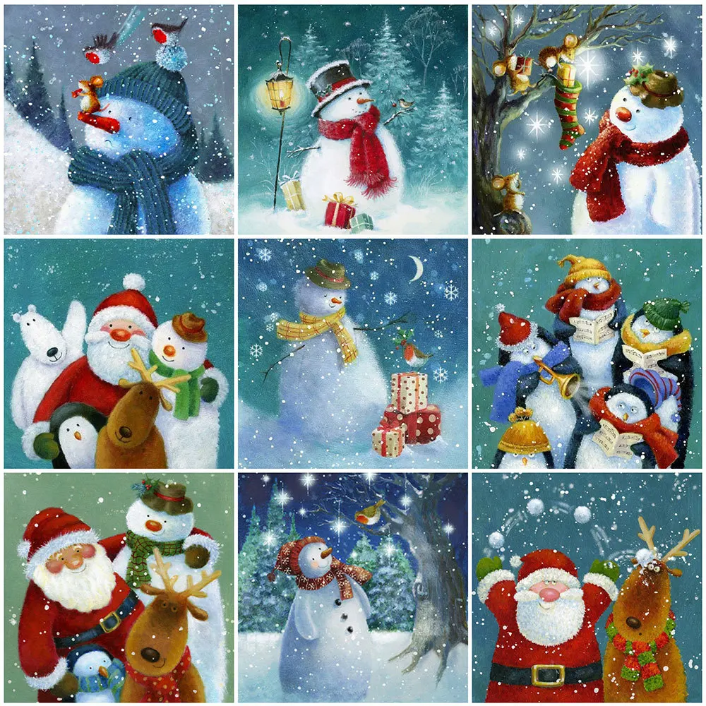 

HUACAN 5D DIY бриллиантовый рисунок Рождество Снеговик полная дрель квадратная Алмазная вышивка Санта-Клаус мозаика олень подарок ручной работы