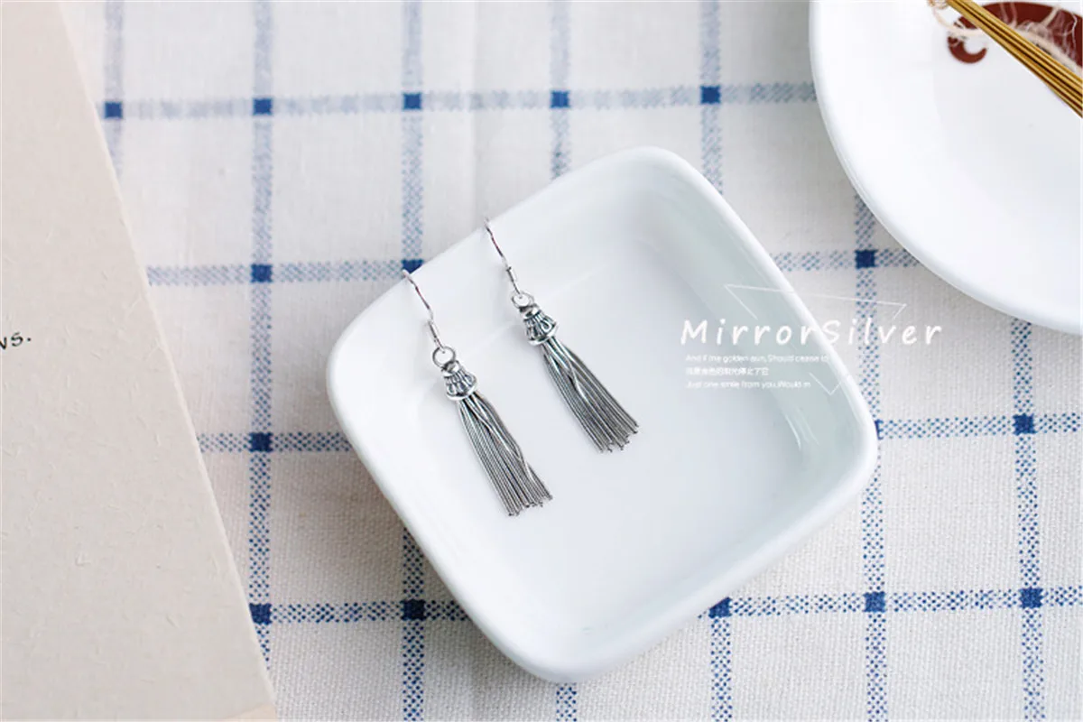 

925 Sterling Silver Fashion Retro Long Tassel Drop Earrings For Women Girls Party Vintage Earring Accessories Jewelry Gifts