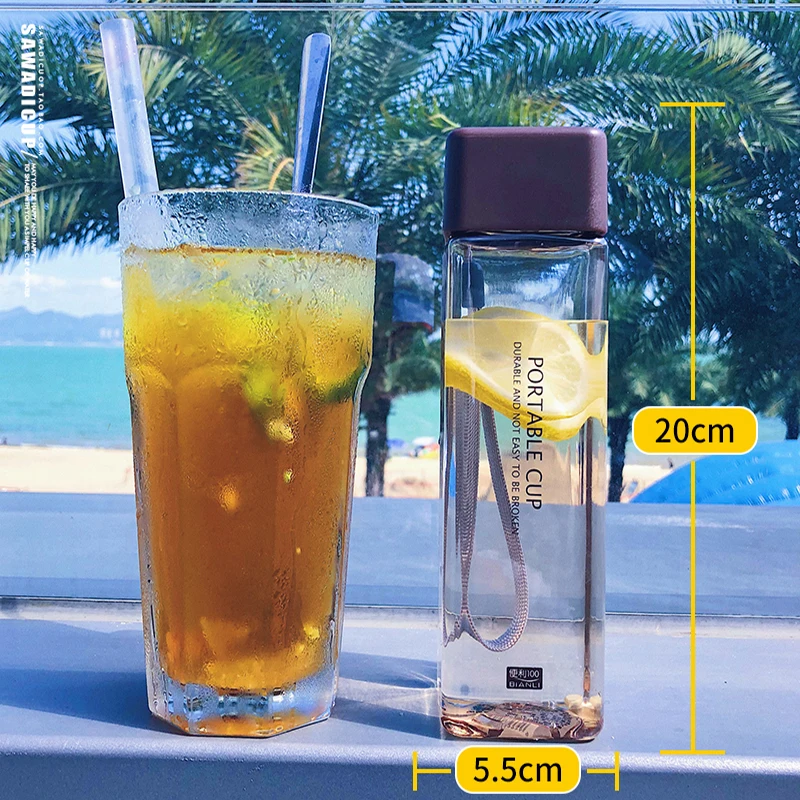 Спортивная бутылка квадратный пластиковый чайник портативная прозрачная