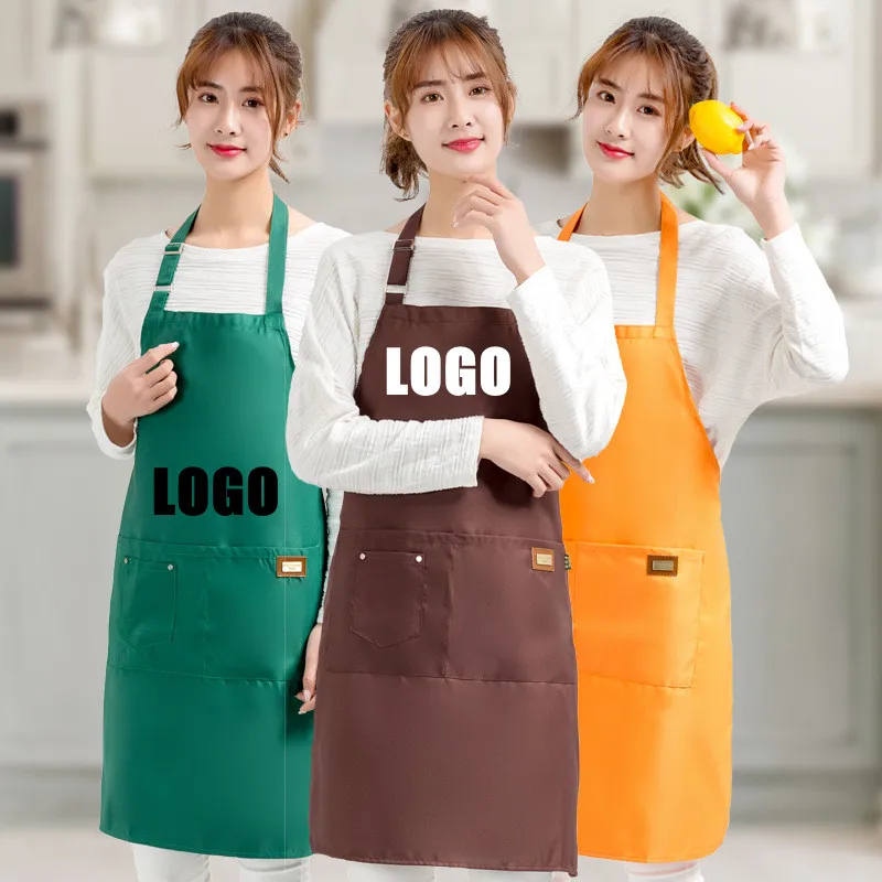 

Men's and women's kitchen aprons Coffee shop waiter household cleaning sleeves and bibs home cooking picnics customizable LOGO