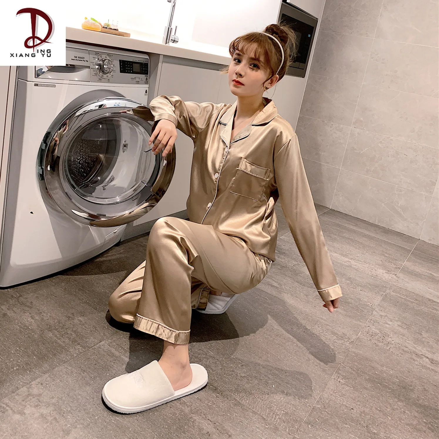 Весна и Осень шелковые пижамы Женское шерстяное пальто с длинными рукавами для