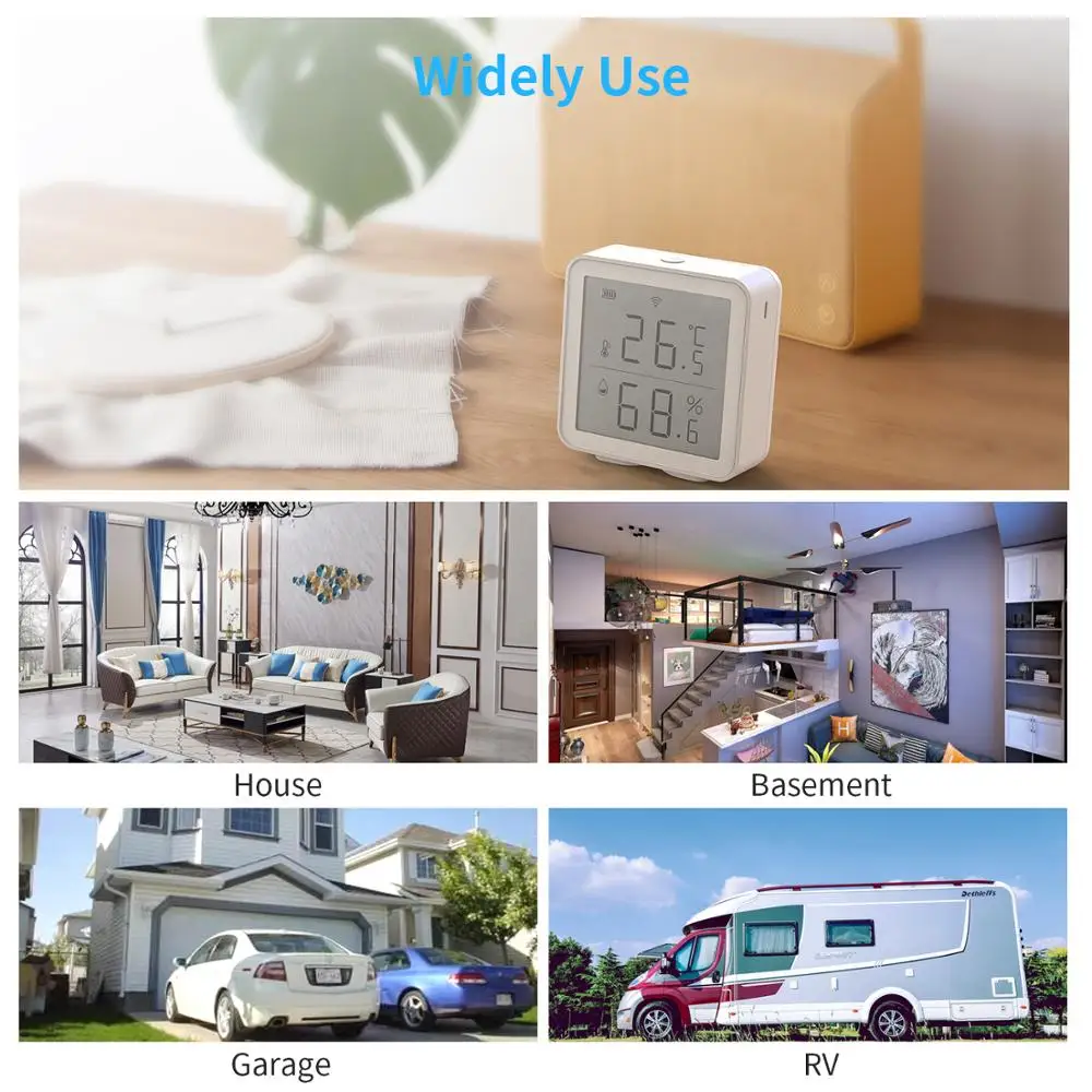

Tuya WIFI Temperature and Humidity Sensor Wireless Indoor Hygrometer Thermometer Detector Support Alexa Google Assistant
