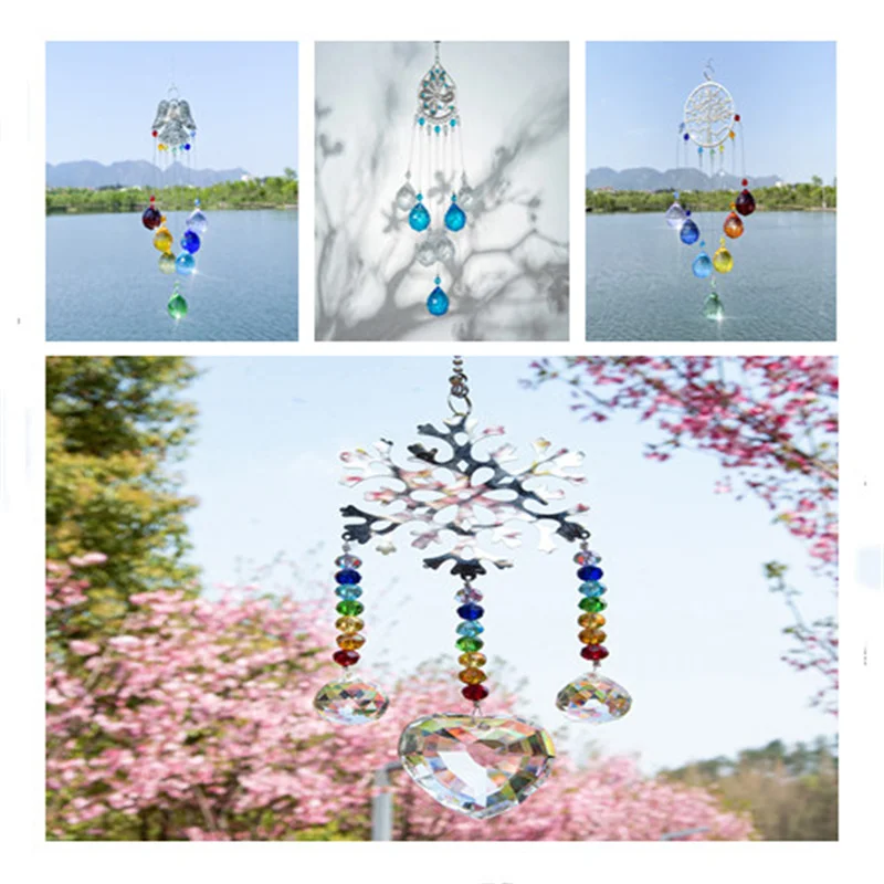 

Chandelier Wind Chimes Ab Coating Crystal Prisms Hanging Sun Catcher Rainbow Chaser Window Curtains Pendant Home Decor Gifts