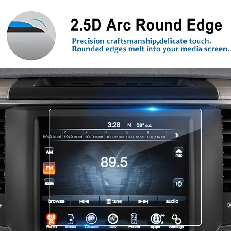 

For 2013-2021 Ram 1500 2500 3500 Uconnect 8.4-Inch Car Navigation Press Screen Display Tempered Glass Protector Film
