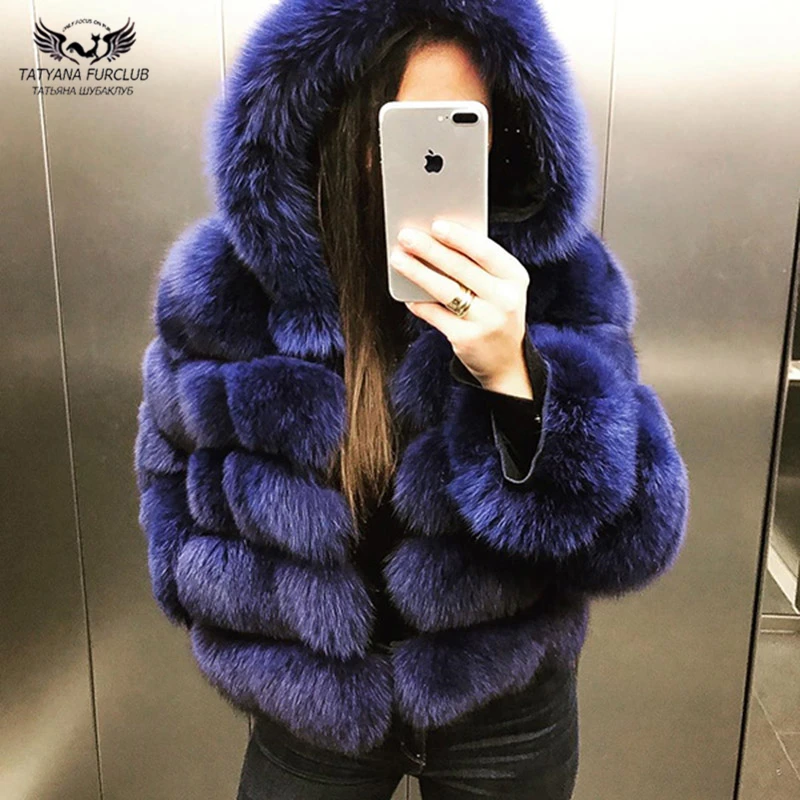 Tatyana Furclub натуральное меховое пальто Женская куртка из лисьего меха с капюшоном цельная кожа натуральная Шуба из натурального Лисьего меха Женское зимнее роскошное меховое пальто