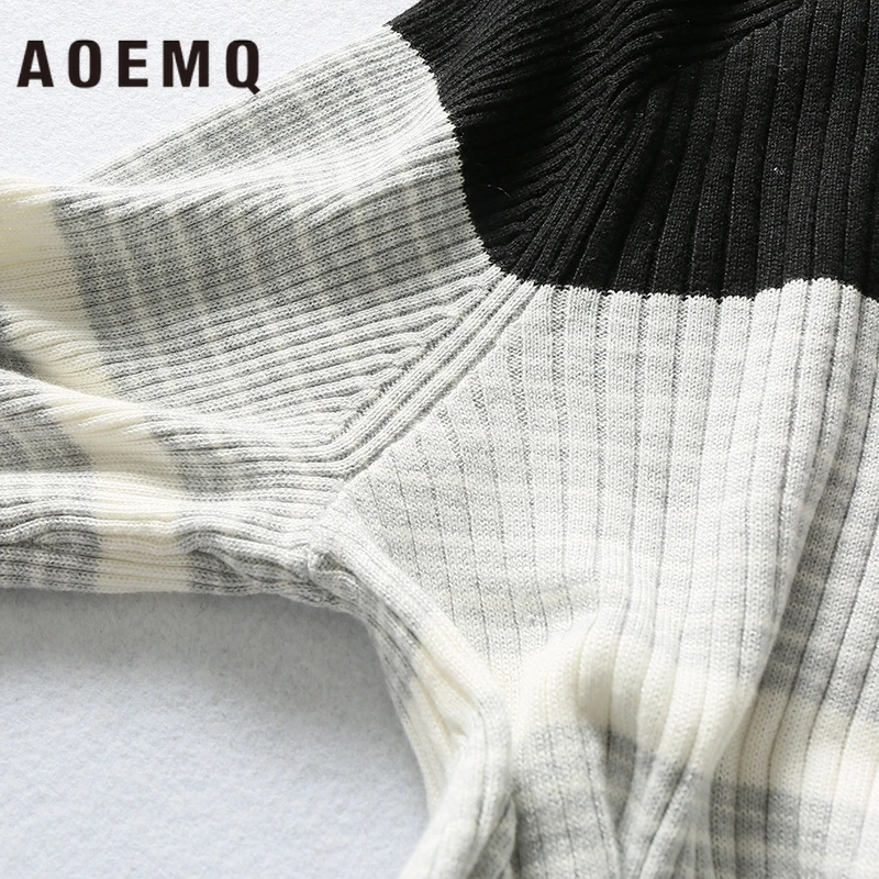 AOEMQ Fashion Sweaters Panda Black&ampWhite Patchwork Print Simple Outdoor Sports Climbing Sweater Clothing | Женская одежда