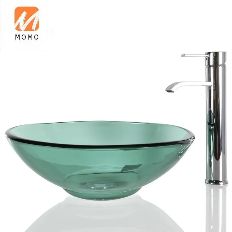 Cheap Vanity Counter Vessel Bathroom Sink Bowl Top Wash Basin Glass Washing Hands Shampoo Sinks Round Easy Clean Minimalist |