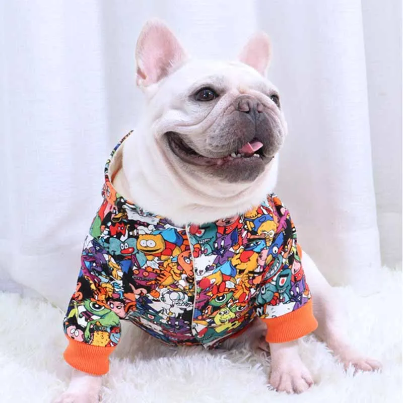 

Pet clothes autumn and winter new products fat dog Pug Bulldog short fat hooded sweater dog clothes cartoon cardigan jacket