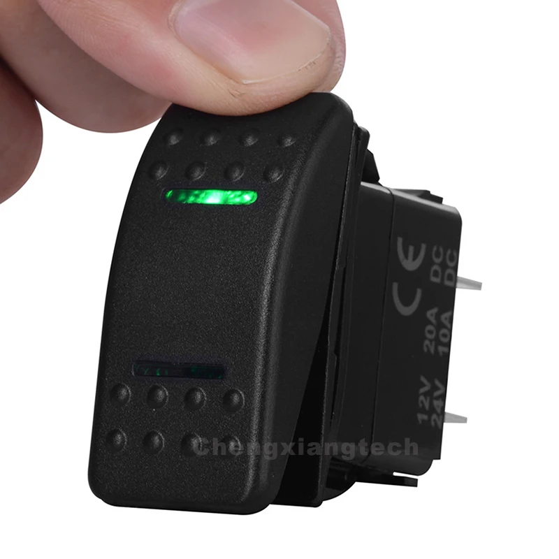 Ночное освещение зеленый светодиод клавишный переключатель 12 В 20A 7pin DPDT